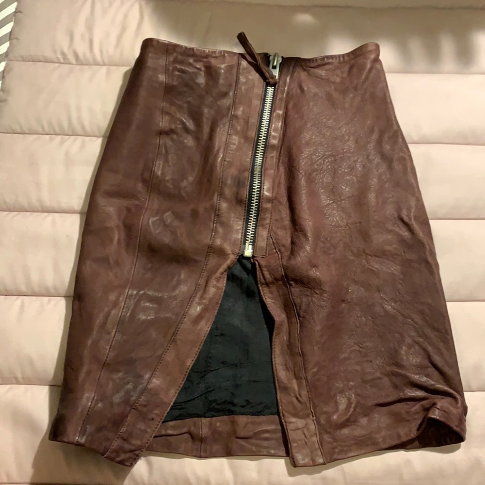 ALLSAINTS -  Lamb Leather Split Lucille Skirt